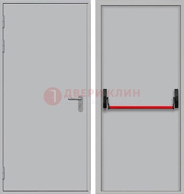 Белая металлическая противопожарная дверь с длинной ручкой ДПП-14 в Солнечногорске