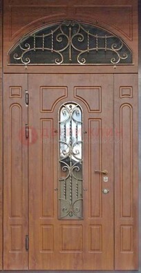 Одностворчатая парадная дверь Винорит со стеклом и ковкой ДПР-105 в Сергиевом Посаде