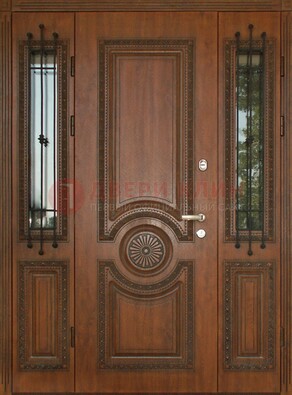 Парадная распашная стальная дверь Винорит со стеклом ДПР-106 в Солнечногорске