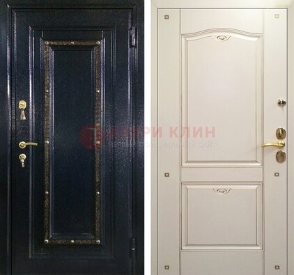 Парадная дверь с золотистым декором ДПР-3 в квартиру в Солнечногорске