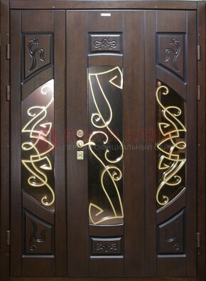 Парадная дверь со стеклом и ковкой ДПР-1 в каркасный дом в Солнечногорске