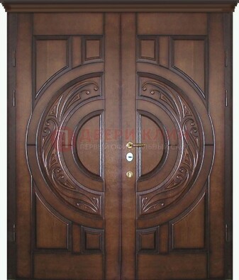 Утепленная коричневая стальная парадная дверь ДПР-51 в Солнечногорске