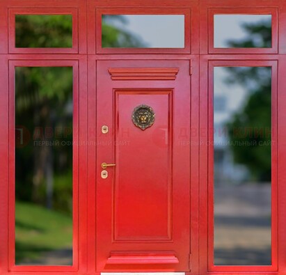 Красная парадная дверь для частного дома ДПР-88 в Солнечногорске