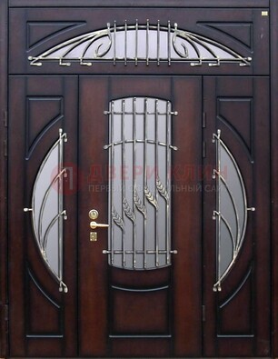 Парадная дверь со стеклянными вставками и ковкой ДПР-9 для улицы в Солнечногорске
