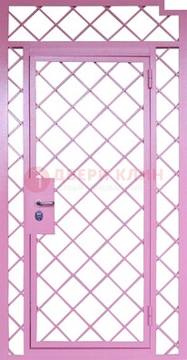 Розовая металлическая решетчатая дверь ДР-15 в Солнечногорске