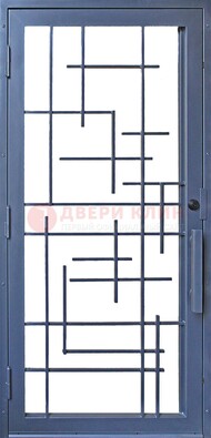 Современная железная решетчатая дверь синяя ДР-31 в Солнечногорске