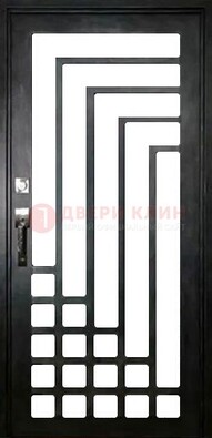 Черная стальная решетчатая дверь в современном стиле ДР-43 в Солнечногорске