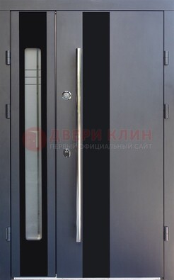 Серая стальная дверь со стеклом ДС-11 в Солнечногорске