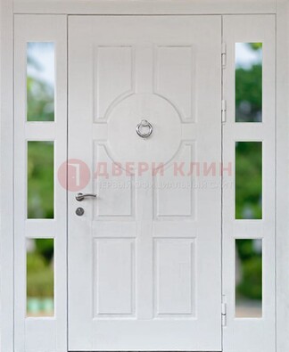 Белая стальная дверь со стеклом и фрамугами ДС-20 в Солнечногорске