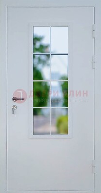 Белая железная дверь порошок со стеклом ДС-31 в Солнечногорске