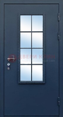 Темная металлическая дверь порошок со стеклом ДС-34 в Солнечногорске