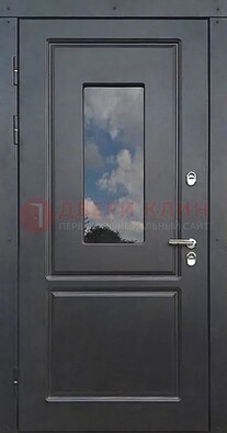 Чёрная металлическая дверь со стеклом ДС-77 в Солнечногорске