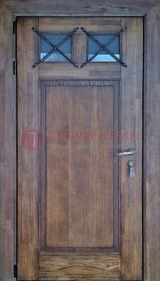 Металлическая дверь с Виноритом со стеклом и ковкой под старину ДСК-209 в Солнечногорске