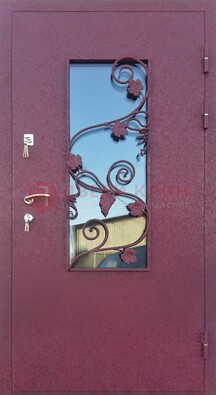 Железная дверь Порошок со стеклом и ковкой лозы ДСК-220 в Солнечногорске
