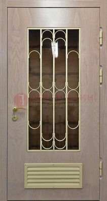 Железная дверь Винорит со стеклом и ковкой с решеткой ДСК-265 в Солнечногорске
