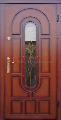 Яркая металлическая дверь Винорит со стеклом и ковкой ДСК-268 в Солнечногорске