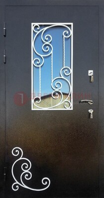 Входная дверь Порошок со стеклом и ковкой ДСК-278 в Солнечногорске