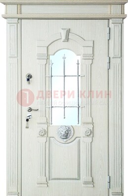 Герметичная входная дверь со стеклом и ковкой с украшением ДСК-64 в Солнечногорске