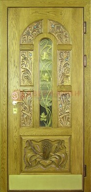 Металлическая дверь со стеклом и ковкой ДСК-90 в гостиницу в Солнечногорске