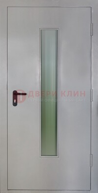 Белая металлическая противопожарная дверь со стеклянной вставкой ДТ-2 во Владимире