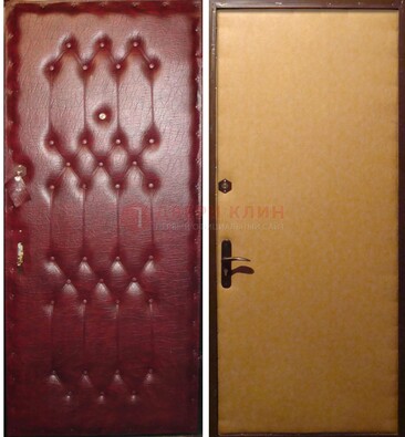 Бордовая металлическая дверь с винилискожей ДВ-1 в Солнечногорске