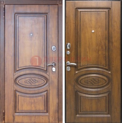 Коричневая металлическая дверь с виноритом ДВТ-10 в Солнечногорске