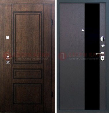 Входная дверь Итальянский орех с МДФ с черным стеклом ДМ-1199 в Солнечногорске