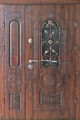 Металлическая дверь с узором и виноритом ДВТ-146 в Рузе