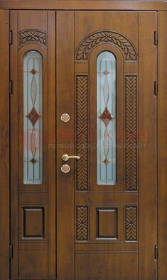 Темная стальная дверь с виноритом и стеклом ДВТ-179 в Солнечногорске