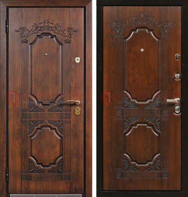Коричневая железная дверь с виноритом и узором ДВТ-211 в Солнечногорске