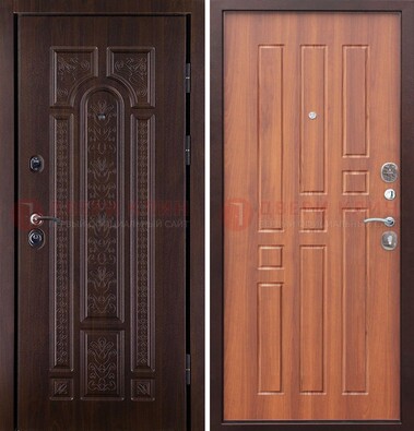 Темная металлическая дверь с виноритом и узором ДВТ-224 в Солнечногорске