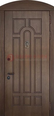 Коричневая стальная дверь с виноритом в форме арки ДВТ-237 в Солнечногорске