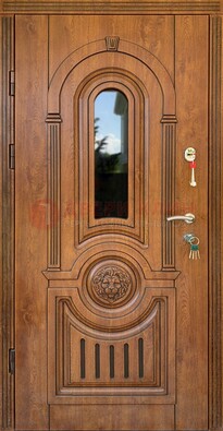 Классическая стальная дверь Винорит со стеклом и узором ДВТ-261 в Солнечногорске