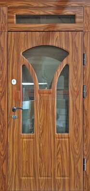 Коричневая классическая входная дверь с виноритом ДВТ-66 в Солнечногорске