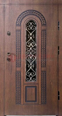 Стальная коричневая дверь с виноритом и МДФ ДВТ-81 в Солнечногорске
