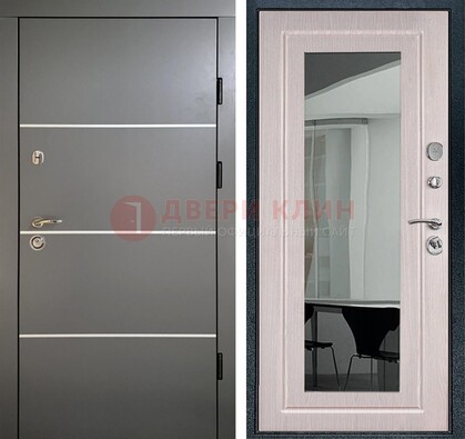 Черная металлическая дверь с зеркалом ДЗ-12 в Солнечногорске