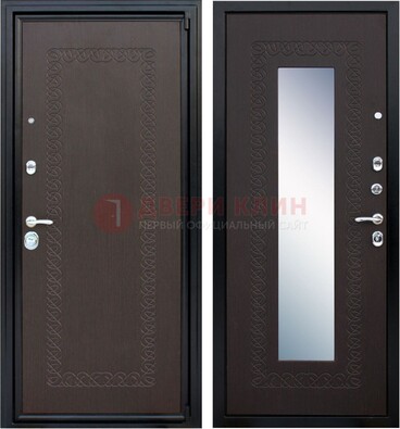 Темная стальная дверь с зеркалом ДЗ-20 в Солнечногорске