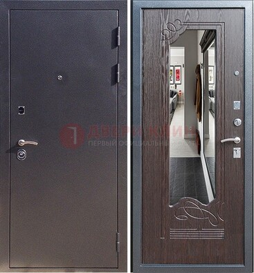 Черная входная дверь с зеркалом МДФ внутри ДЗ-29 в Саратове