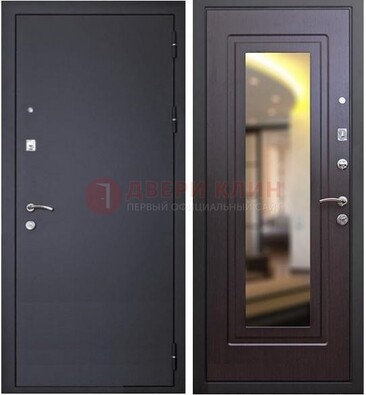 Черная железная дверь с зеркалом ДЗ-30 в Солнечногорске
