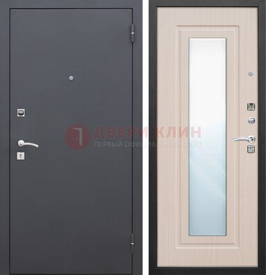 Черная входная дверь с зеркалом МДФ внутри ДЗ-31 в Солнечногорске