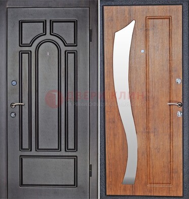 Темная железная дверь с зеркалом ДЗ-35 в Солнечногорске