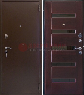 Темная железная дверь с зеркалом ДЗ-42 в Солнечногорске