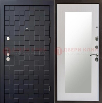 Черная стальная дверь МДФ и зеркалом ДЗ-50 в Солнечногорске