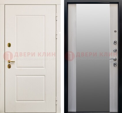 Белая стальная дверь с большим зеркалом ДЗ-73 в Солнечногорске