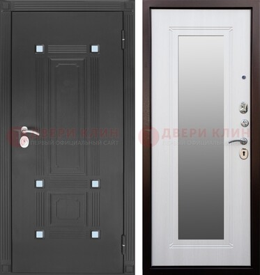 Стальная черная дверь МДФ с зеркалом ДЗ-76 в Солнечногорске
