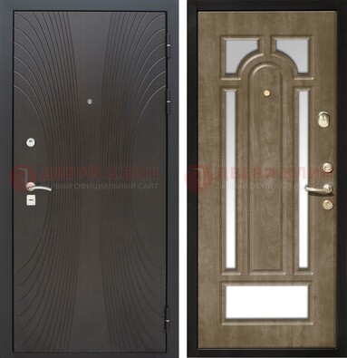 Темная металлическая дверь МДФ с различными зеркальными вставками внутри ДЗ-82 в Солнечногорске