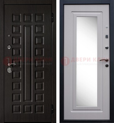 Черная филенчатая металлическая дверь МДФ с зеркалом ДЗ-83 в Солнечногорске